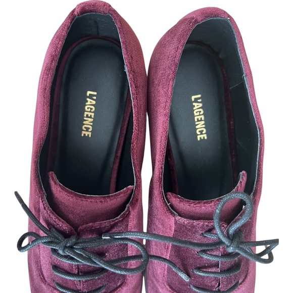 L’AGENCE Velvet Pointed Toe Oxfords in Burgundy Size 6 - Picture 9 of 11